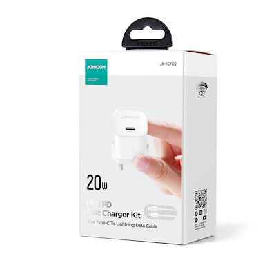 Joyroom Charger with USB-C Port and Cable USB-C - Lightning 20W Power Delivery White (JR-TCF02)