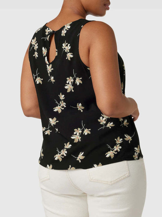 Vero Moda Damen Sommer Bluse Ärmellos Blumen Schwarz