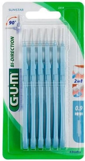 GUM Bi-Direction Interdental Brushes 0.9mm Blue 6pcs