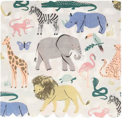 Party Napkins Safari Multicolored 16.5x16.5cm. 20pcs