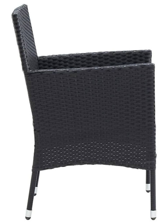 Garden & Outdoor Furniture Set for Small Outdoor Spaces 3 Pieces Black with Pillows
