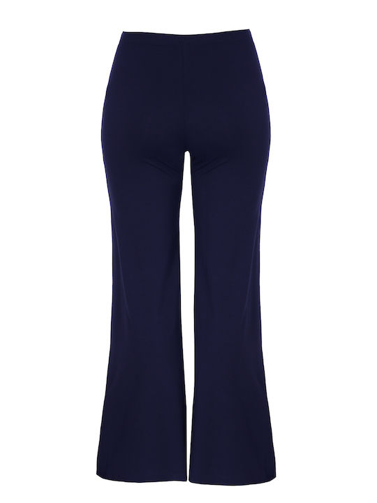 Women's Fabric Trousers with Elastic Navy Blue