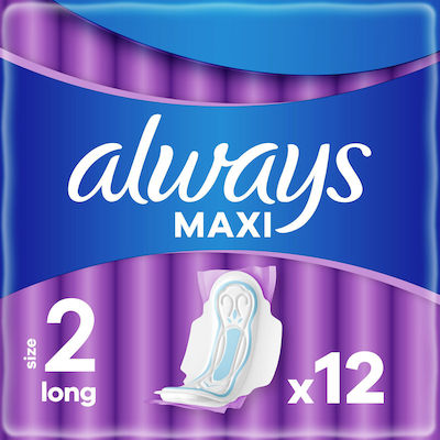 Always Maxi Long Hygienepads mit Flügeln für Starke Strömung 5 Tropfen Größe 2 12Stück