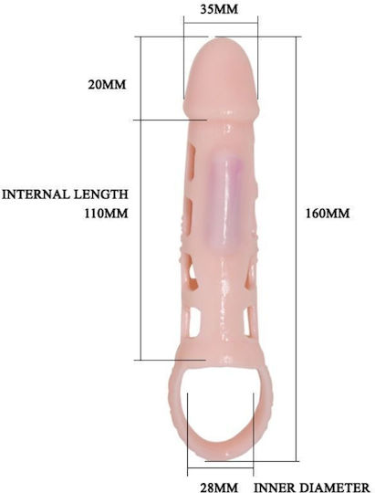 Baile Extending Sleeve With Vibration Προέκταση Πέους με Δόνηση Flesh 13.5cm