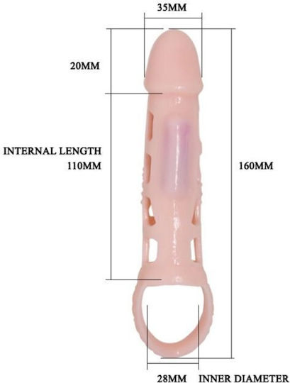 Baile Extension Vibrating Cock Sleeve Προέκταση Πέους με Δόνηση Μαύρη 13.5cm bI-26209