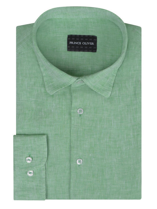 Prince Oliver Men's Shirt Long Sleeve Linen Green