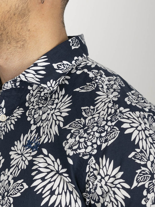 Langärmlig Hemd Blumen Marineblau