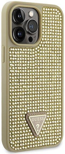 Guess Rhinestones Triangle Back Cover Metallic Gold (iPhone 14 Pro Max)
