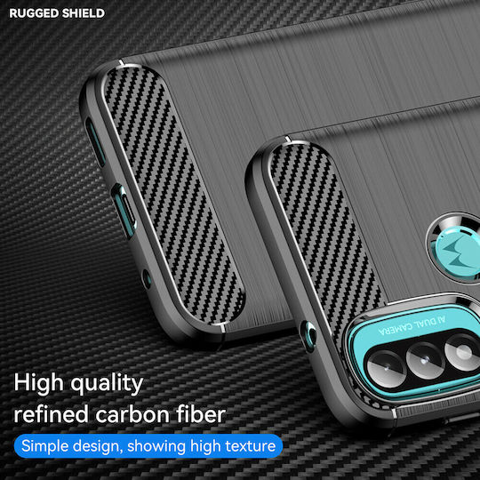 Techsuit Carbon Umschlag Rückseite Silikon Schwarz (Motorola Moto E40, E30, E20)