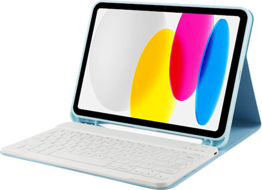 Tech-Protect Smartcase + Keyboard Флип капак Английски език САЩ Sky Blue (Apple iPad 10.9 2022 (10 Gen) / 11 2025 (11 Gen))