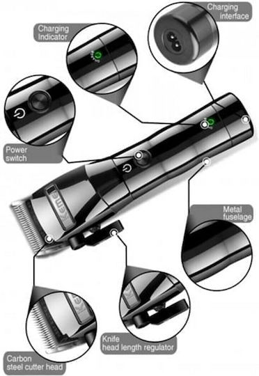 Kemei Professionell Wiederaufladbar Haarschneidemaschine Schwarz KM-2850
