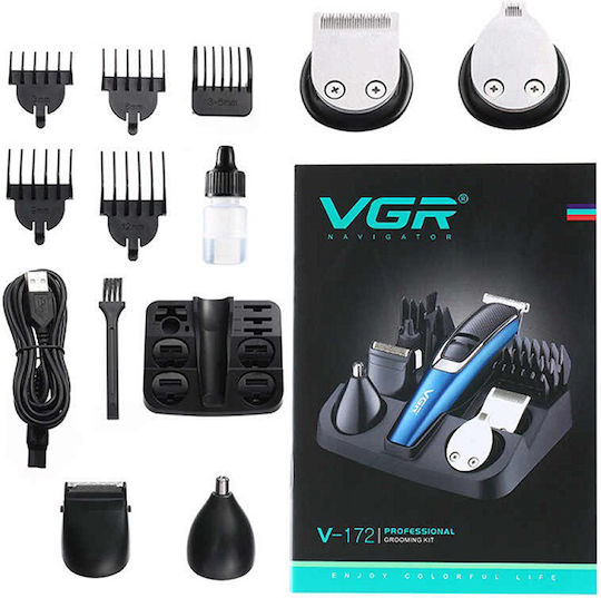 VGR Professional Set Rechargeable Hair Clipper Blue V-172
