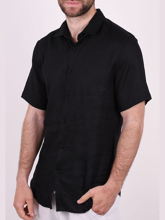 Shirt Short-sleeved Linen Black