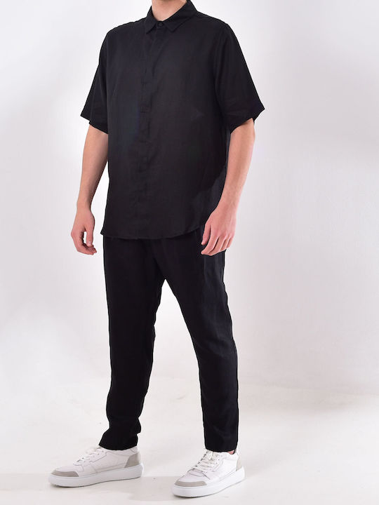 AMANS LINEN SHIRT - SH011 BLACK