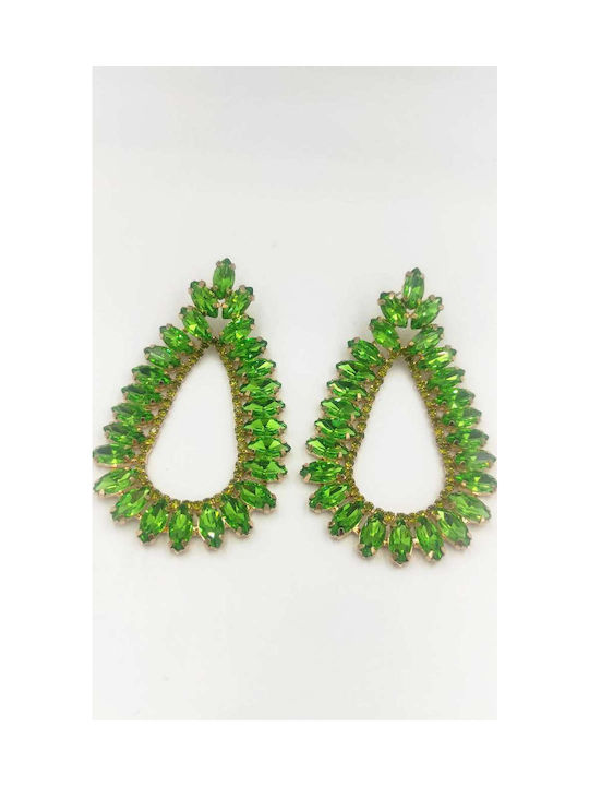 Earrings with Design Green strass earrings Fab sk.102