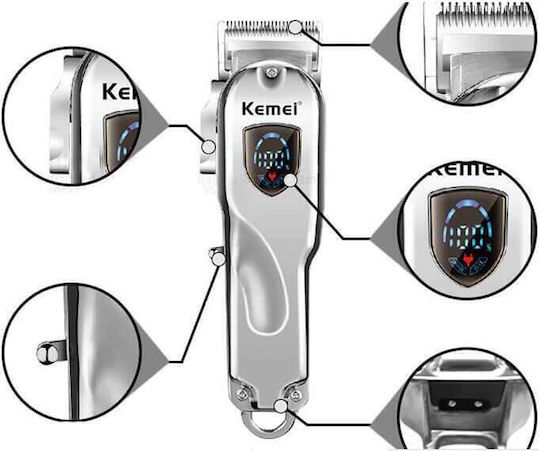Kemei Professional Rechargeable Hair Clipper Silver KM-2010