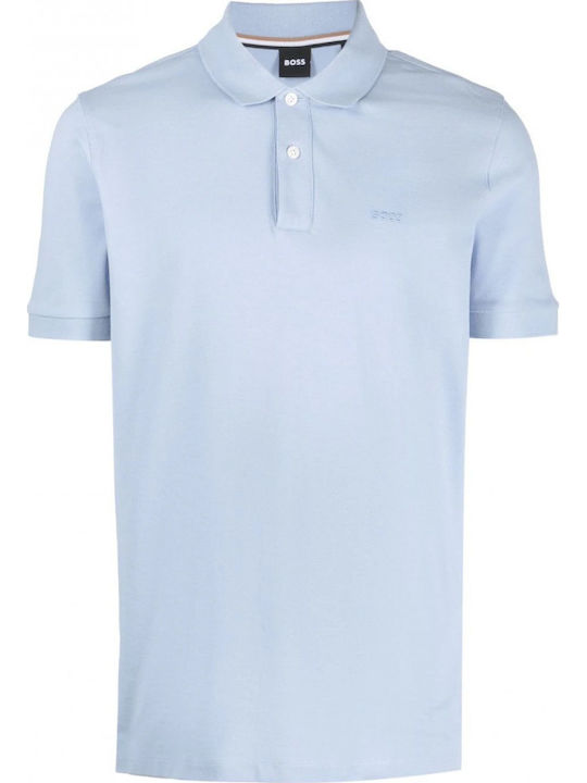Boss Pallas Polo Herrenblusen Kurzarm Hellblaue