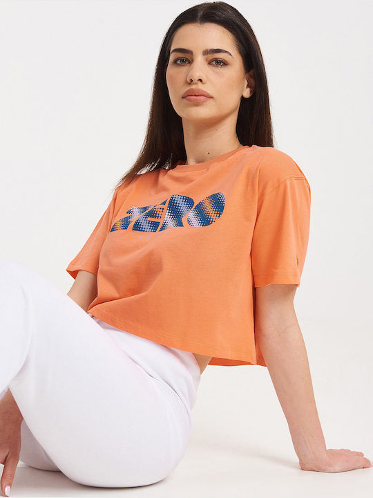 Ichika Γυναικείο Crop T-shirt Πορτοκαλί