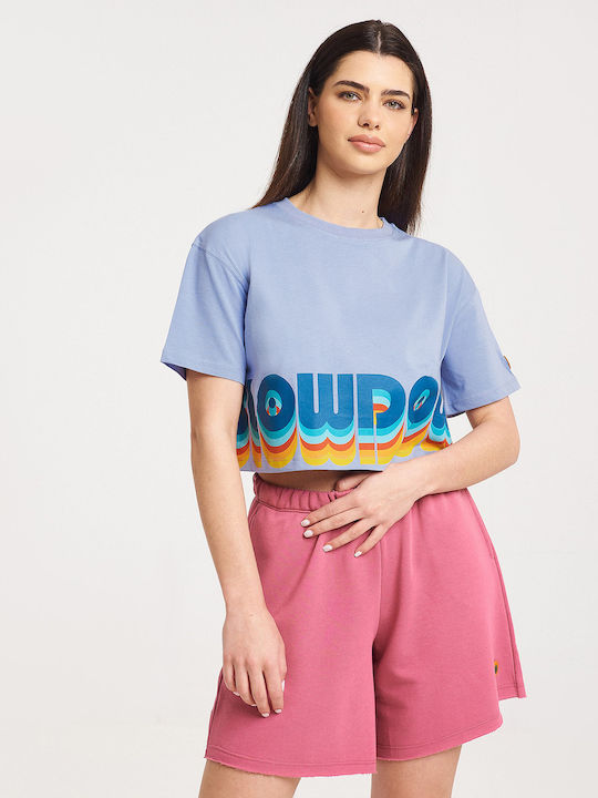 Cho Γυναικείο Crop T-shirt Μπλε