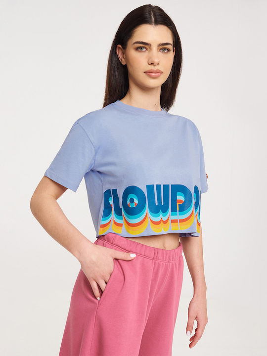 Cho Γυναικείο Crop T-shirt Μπλε