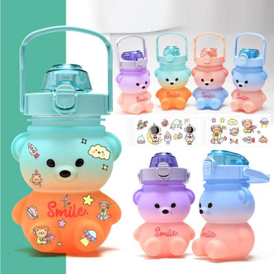 Sticlă Thermos Smile în formă de urs Kawaii cu autocolant și curea 1000 ml