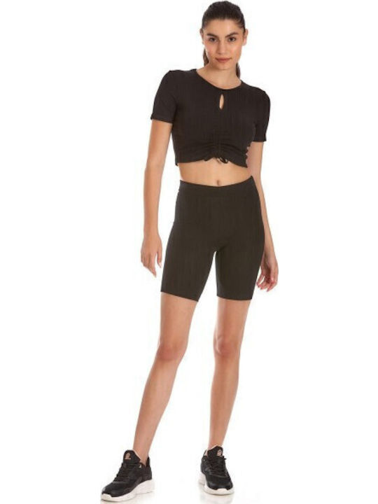 Γυναικείο Crop T-shirt Μαύρο