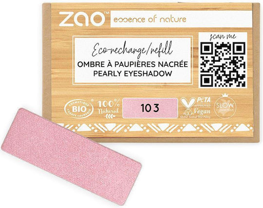 Zao Organic Makeup Pearly Refill Σκιά Ματιών σε Στερεή Μορφή 103 Old Pink 1.3gr