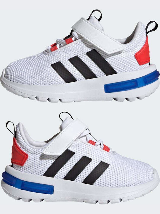 Racer TR23 Kids Sports Shoes Running with Hoop & Loop Closure Cloud White / Core Black / Bright Red