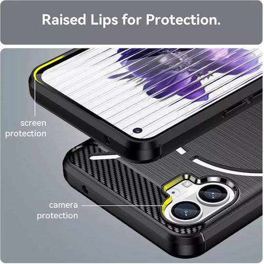 Techsuit Carbon Back Cover Silicon Negru (Nothing Phone 1)