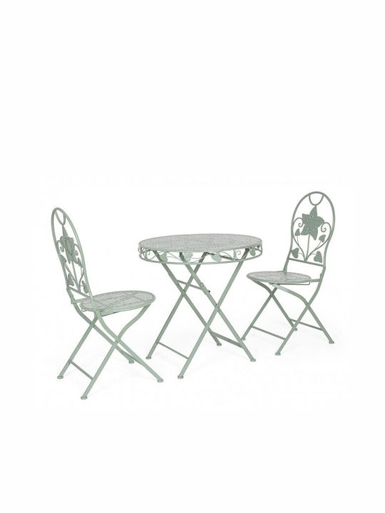 Scaun de exterior Metalic Harriet Verde 2buc 40x40x94cm