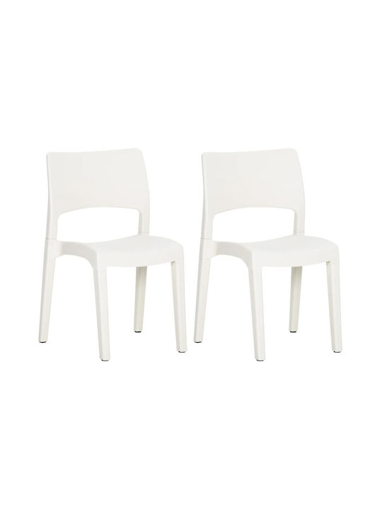 Outdoor Chair Polypropylene White 2pcs 50x51x82cm.