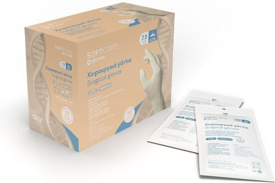 Bournas Medicals Touch Sterile Surgical Latex Surgical Examination Gloves Powdered White 2pcs