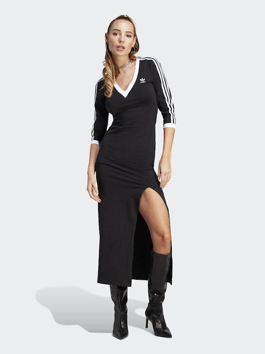 knee length dresses for ladies ADIDAS midi dress essentials washed woman black
