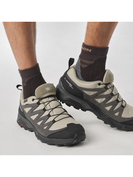 Salomon X Ward GTX Men's Waterproof Hiking Shoes with Gore-Tex Membrane Khaki / Black / Pewter