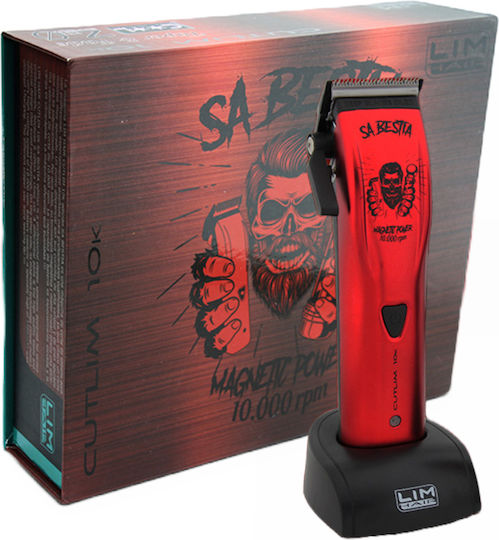Lim Hair Cutlim 10K Sa Bestia Επαγγελματική Επαναφορτιζόμενη Κουρευτική Μηχανή Κόκκινη 210501