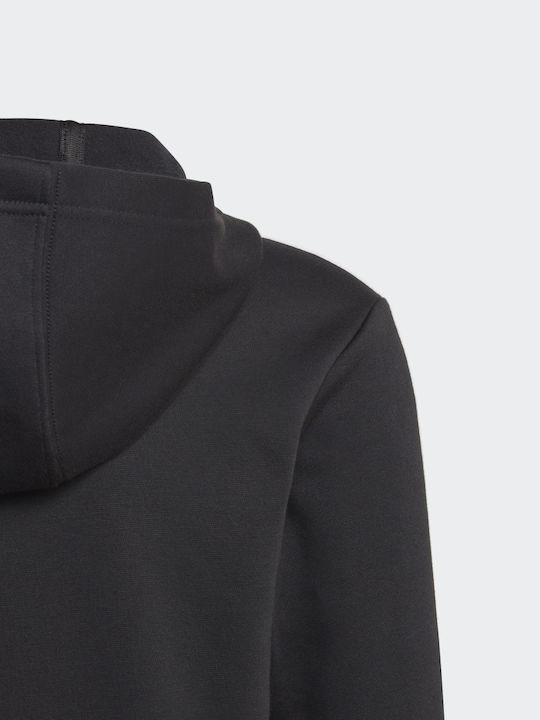 Fleece Παιδικό Φούτερ με Κουκούλα και Τσέπες Μαύρο