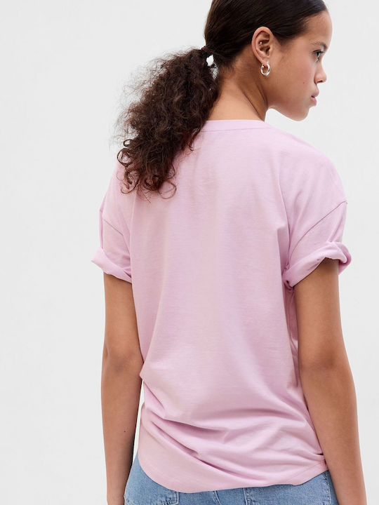 GAP Damen Sommer Bluse Baumwolle Kurzärmelig Lila