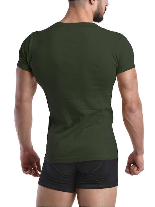 Lord Men's Undershirt Short-sleeved in Green Color