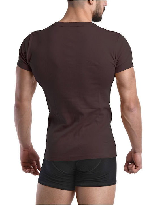 Lord Men's Undershirt Short-sleeved in Brown Color