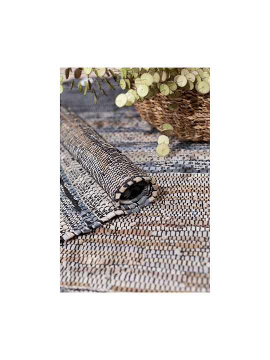 InTheBox Cinder Teppich Kamin Rechteckig Leder mit Fransen Beige Grey