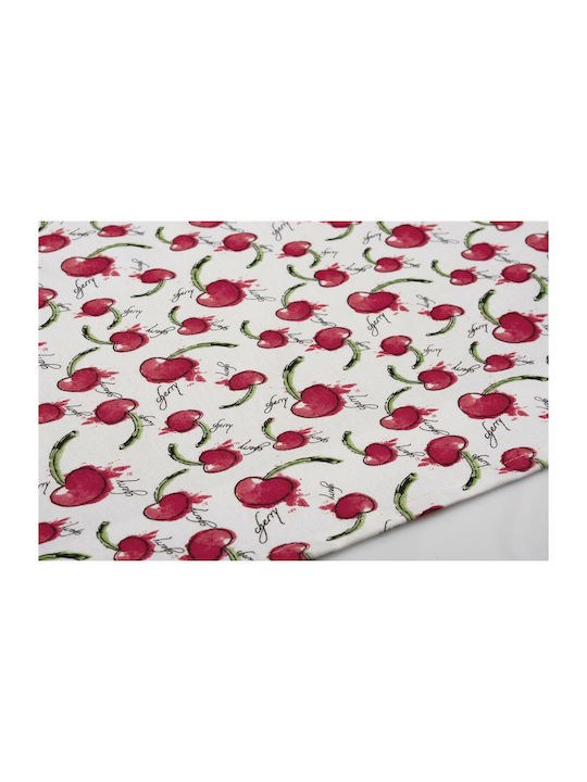 Dimcol Cherry Cotton & Polyester Stain Resistant Tablecloth 456 White / Red 140x180cm