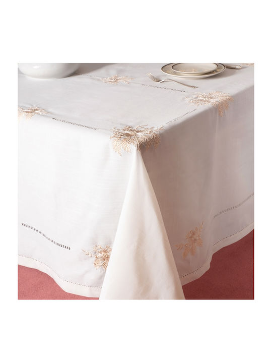 Silk Fashion Față de masă cu Broderie 4006 Ivory 160x250buc