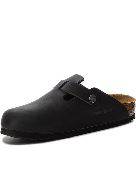 Birkenstock Boston Oiled Leather Femei Din piele Anatomici Sabot Negre