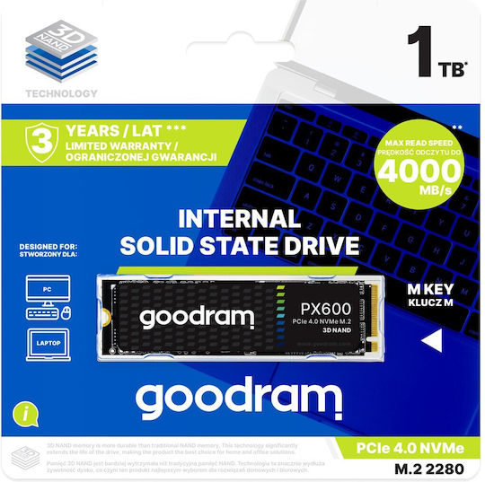 GoodRAM PX600 SSD 1TB M.2 Type with PCI Express 4.0 Connection