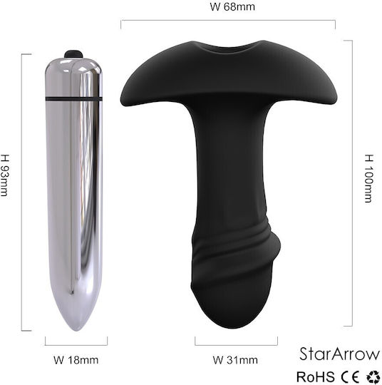 La Lolita Amsterdam Stararrow Πρωκτική Σφήνα με Δόνηση Μαύρη 10cm