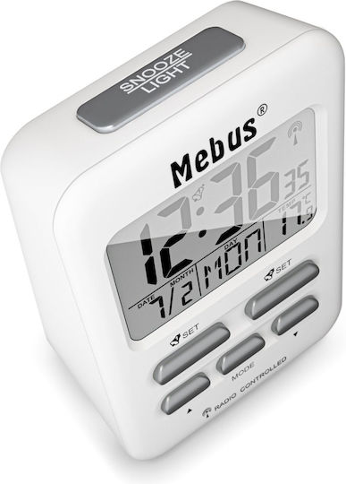 Mebus Funk Wecker Επιτραπέζιο Ψηφιακό Ρολόι με Ξυπνητήρι Λευκό 25800