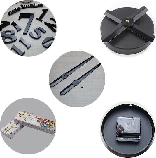 3D 3D Wall Clock Sticker Plastic Silver