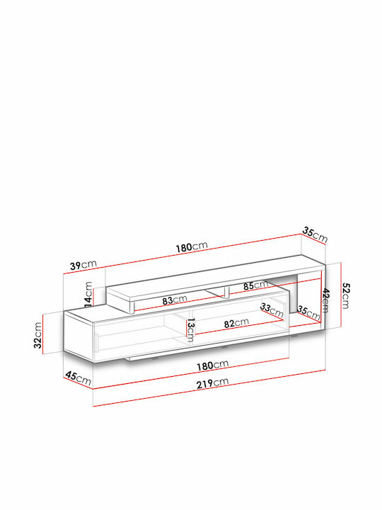 Έπιπλο Τηλεόρασης Bron Φυσικό - Ανθρακί Μ219xΠ45xΥ52cm