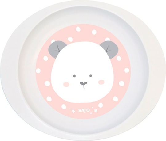 Saro Σετ Φαγητού Panda από Πλαστικό με Αντιολισθητική Βάση Ροζ 5τμχ για 6+ μηνών