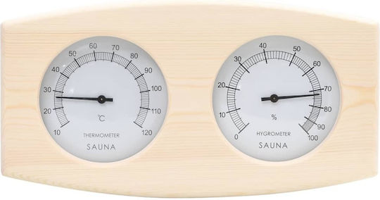 vidaXL Termometru de piscină Sauna cu nisip în formă de clepsidră din lemn Bej